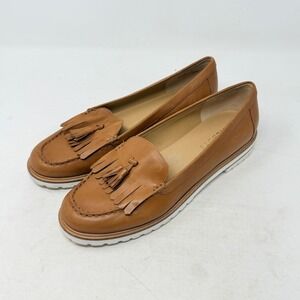 Talbots Tassel Loafers Cognac 9M Casual Leather Kiltie Lug Sole Timeless Preppy